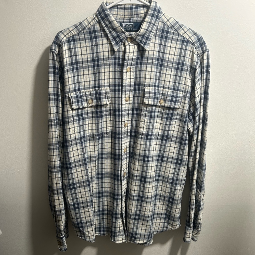 Polo by Ralph Lauren Casual Blue and Cream Button Down Shirt